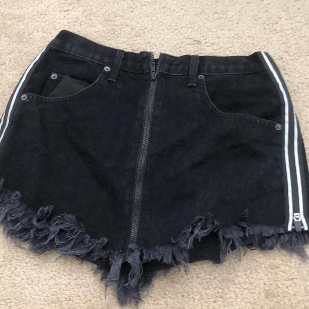 Black denim skirt